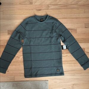 RVCA Green and Black Striped Mens Shirt